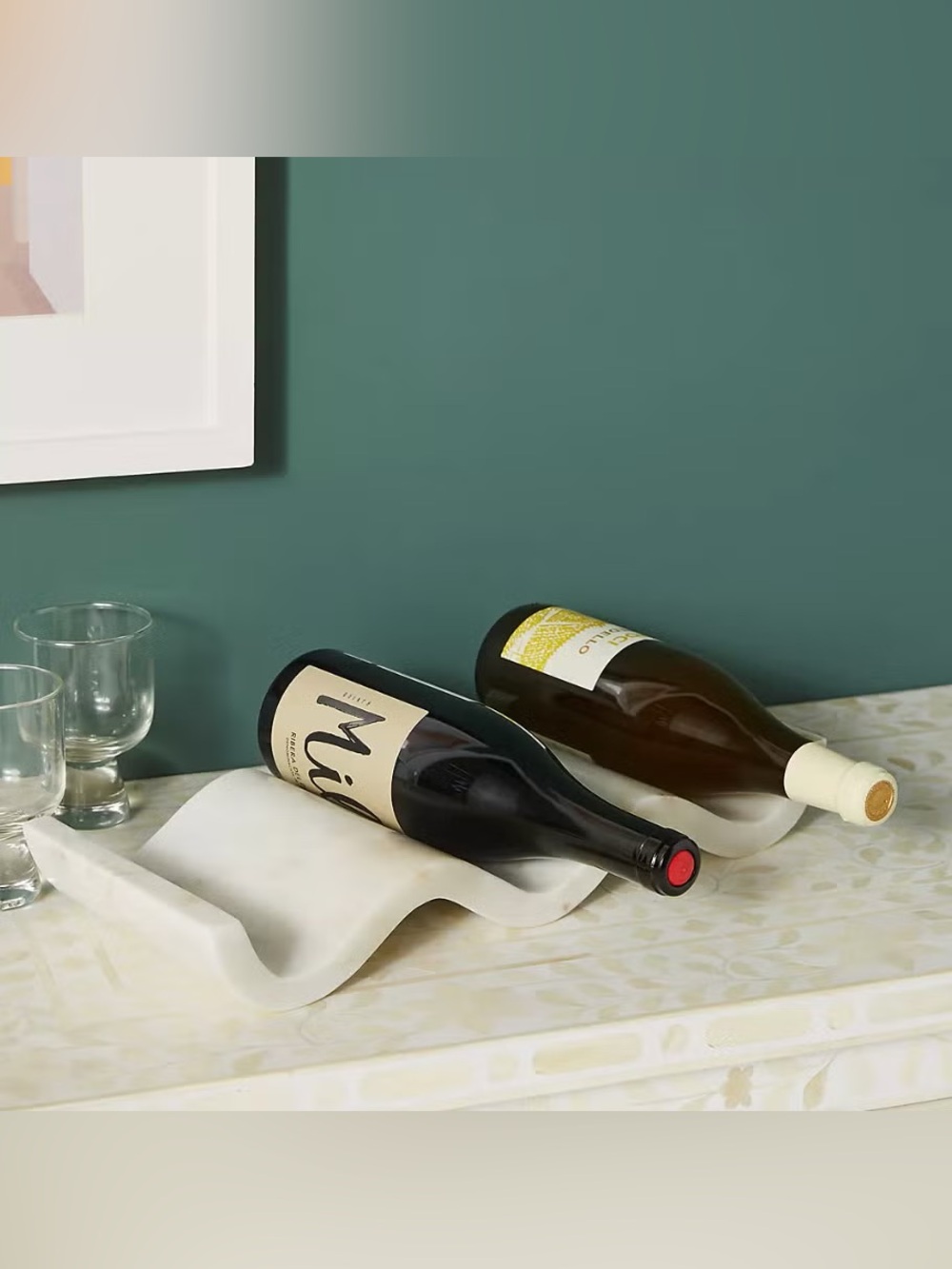RARE Anthropologie Robin Marble Wine Bottle Holder
